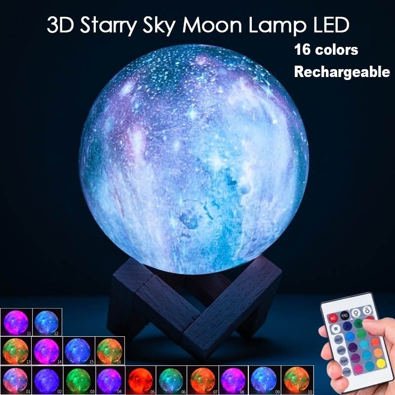 3d Magical Lunar Moon Lamp Usb Led Nattljus Touch Sensor Galaxy Sky Moonlight