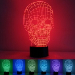 3d Skull Illusion Led Bordsbordslampa Usb 7 Färgskiftande Nattlampa Heminredning