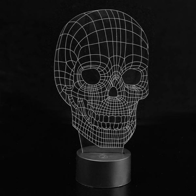 3d Skull Illusion Led Bordsbordslampa Usb 7 Färgskiftande Nattlampa Heminredning