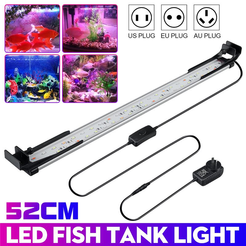 52cm 48led Aquarium Fish Tank Light Högljus Dubbel Dräneringsvatten Gräs Lampa