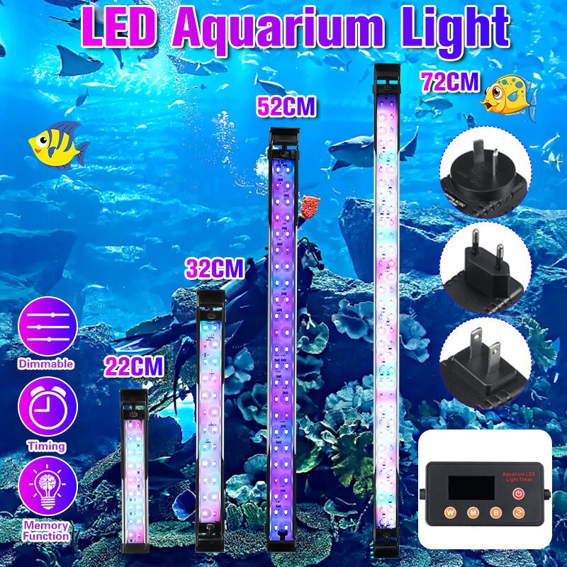 52cm Super Slim Rgb Led Aquarium Lighting Aquatic Plant Light Fish Tank Lamp Vattentät Clip On For