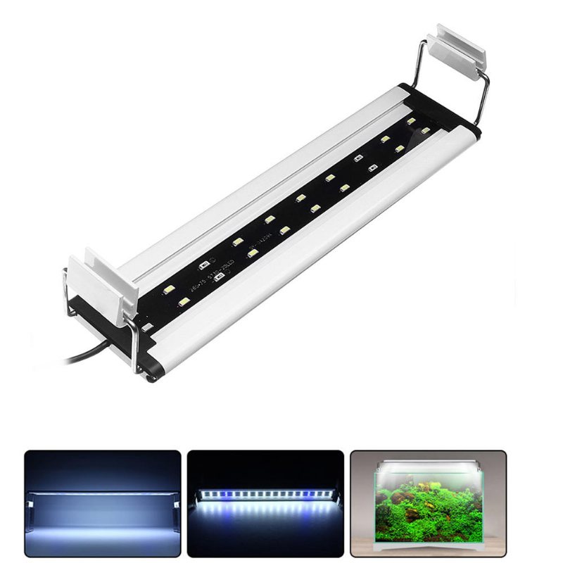 6w 20 Led Aquarium Fish Tank Light Panel Blå+vit Lampa Justerbar Aluminium