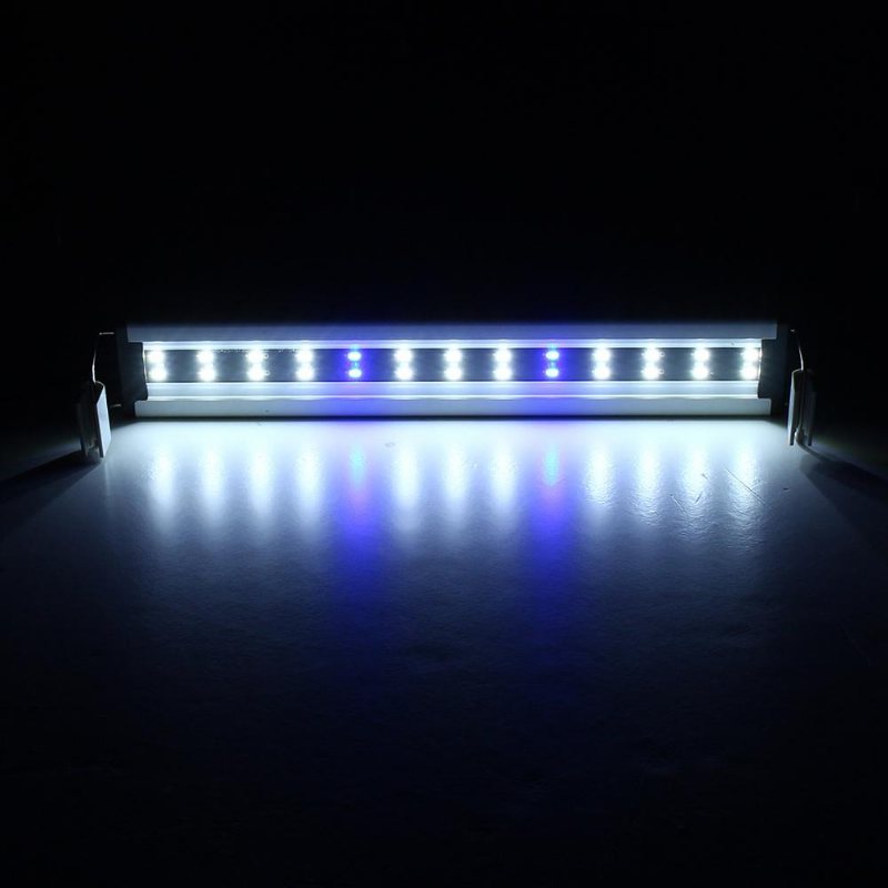 8w 26 Led Aquarium Fish Tank Light Panel Blå+vit Lampa Justerbar Aluminium