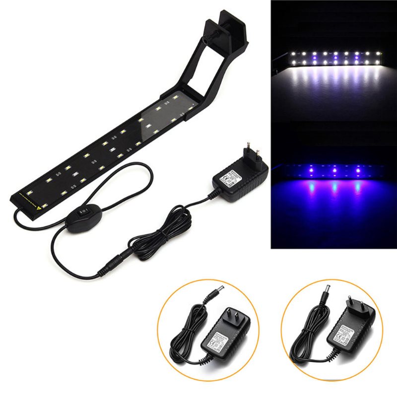 8w 33cm Blå & Vit Led Justerbar Aquarium Fish Tank Lamp Super Slim Clip On Light