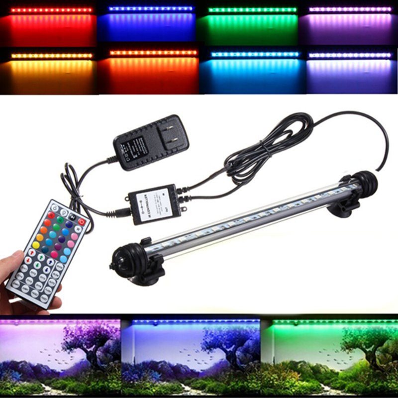 Ac110-240v 18cm 5050 2.9w Rgb Led Aquarium Fish Tank Light Color Changing Bar Dränkbar Lampa + 44 Keys Fjärrkontroll