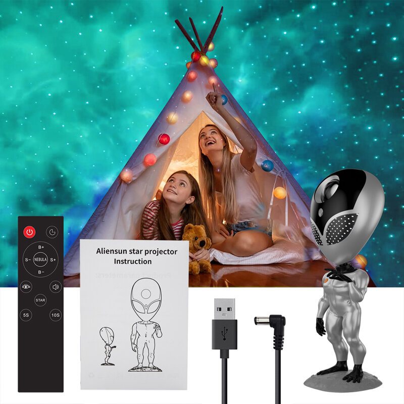 Alien Star Projektorlampa Nebula Light Voice Interactive Galaxy Starry Night Heminredning Barn Födelsedagspresent