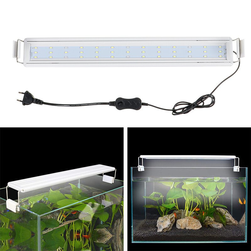 Aquarium Fish Tank Eu Plug Led Light Over-head Blå+vit Lampa Växter Månbelysning