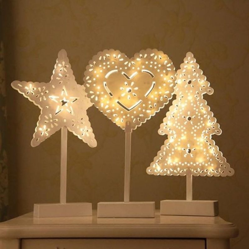 Batteridriven Star Christmas Tree Heart Led Nattljus Bordslampa Heminredning