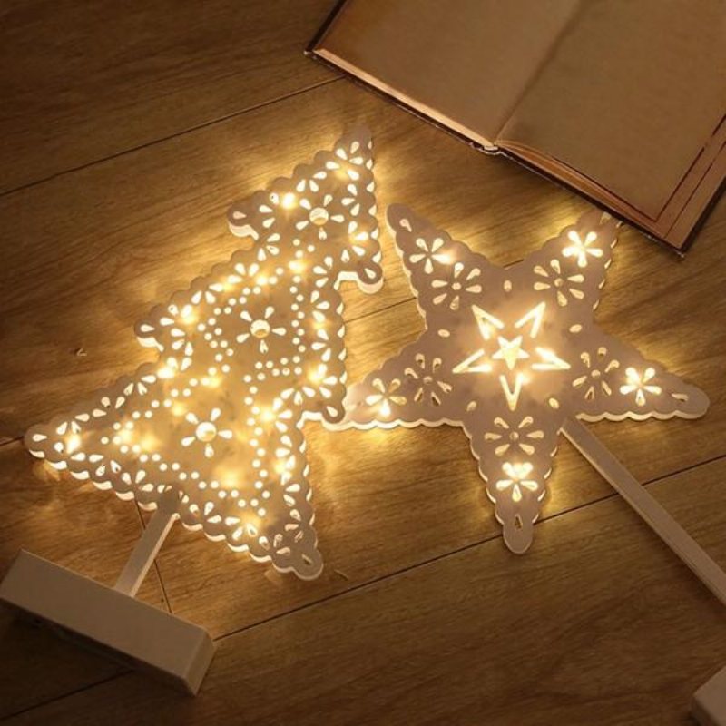 Batteridriven Star Christmas Tree Heart Led Nattljus Bordslampa Heminredning