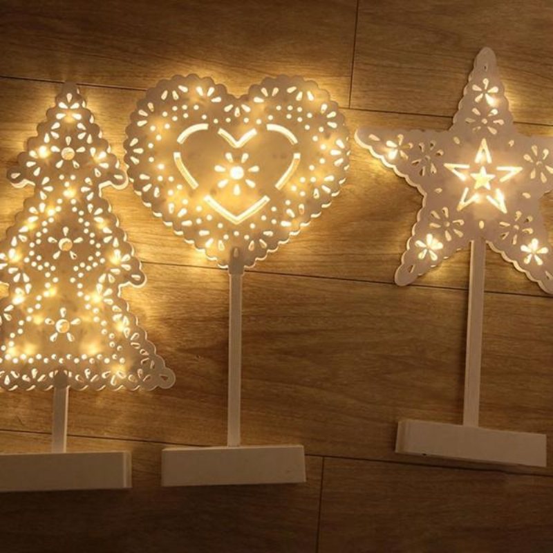 Batteridriven Star Christmas Tree Heart Led Nattljus Bordslampa Heminredning