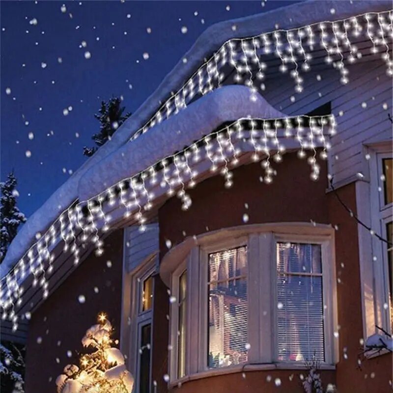 Christmas 4m 96 Led Inomhus Utomhus Strängljus 220v Gardin Istappar Led Fest Trädgårdsscen Dekorativt Ljus - Eu-kontakt