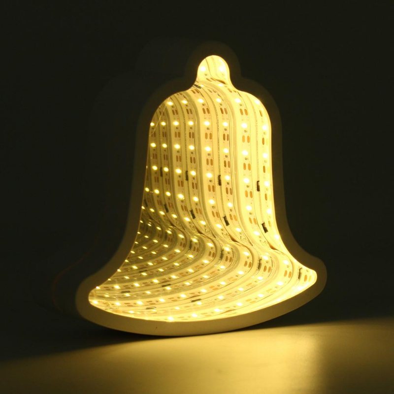 Creative Cute Bell Spegellampa Led Tunnel Nattljus För Kid Gift Atmosphere Light Vit/varmvit