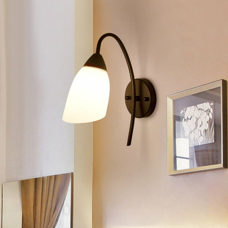 E27 Modern Vägglampa Led Sovrumslampor Glas Sconce Trappbelysningsarmaturer