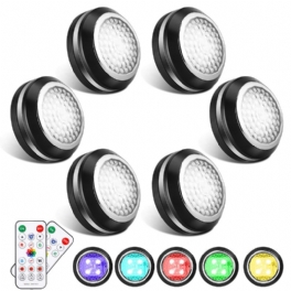 Elfeland 6pcs Dc 4.5v Rgb 3800-4000k 4 Lägen Touch Round Cabinet Light Med 2pcs Fjärrkontroll För Sovrummet