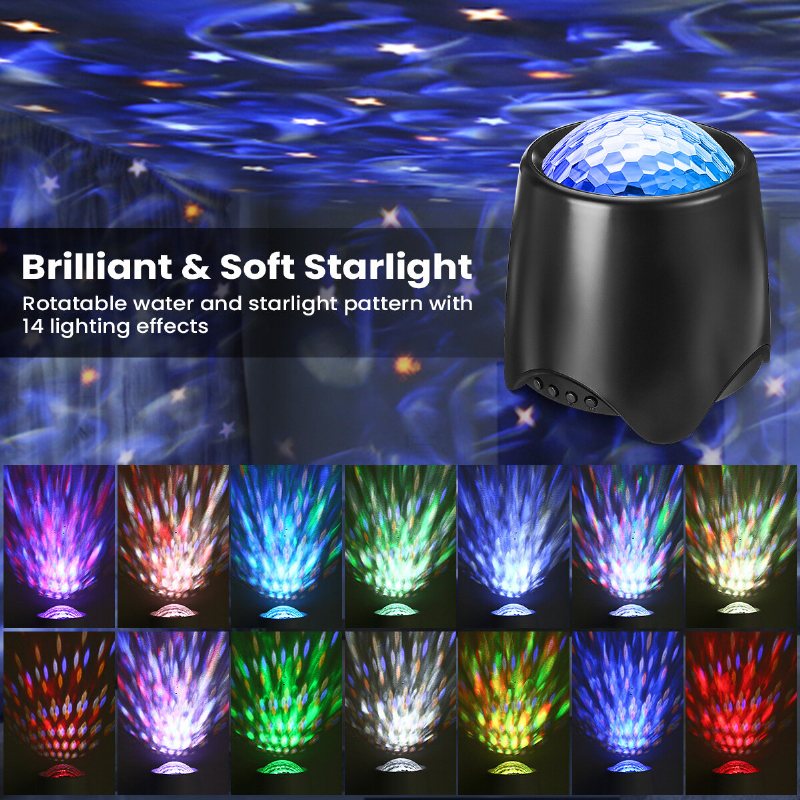 Elfeland Usb Rgb Led Galaxy Projector Light Starry Sky Ocean Music Night Med Fjärrkontroll