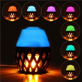 Färgglad Led Torch Flame Flicker Nattljus Luftfuktare Aroma Oil Diffuser Luftrenare