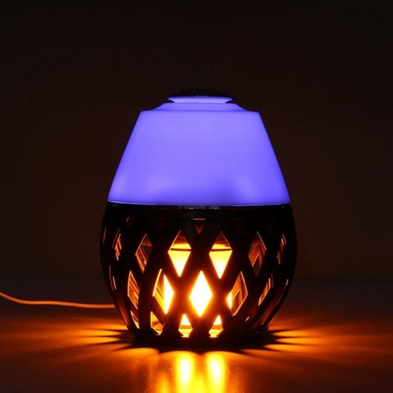 Färgglad Led Torch Flame Flicker Nattljus Luftfuktare Aroma Oil Diffuser Luftrenare