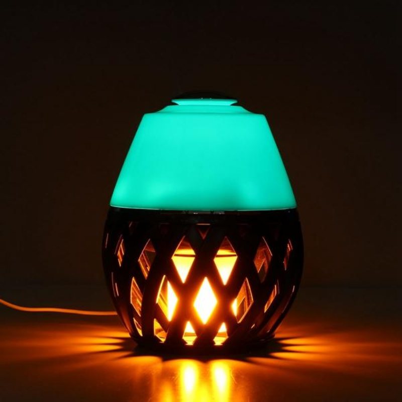 Färgglad Led Torch Flame Flicker Nattljus Luftfuktare Aroma Oil Diffuser Luftrenare