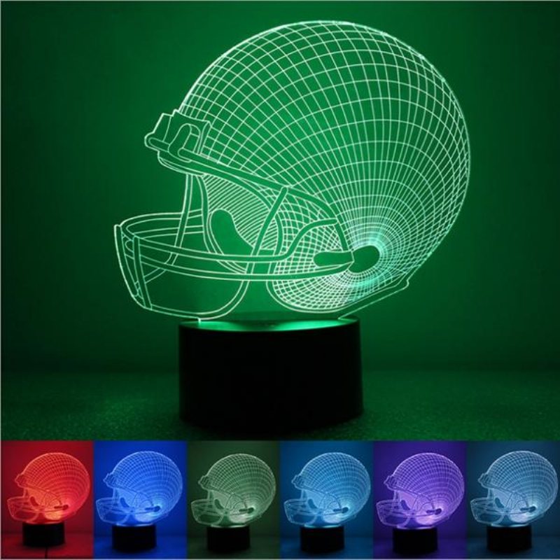 Färgglad Rugbyhatt 3d Touch Control Usb Led Bordslampa Nattlampa