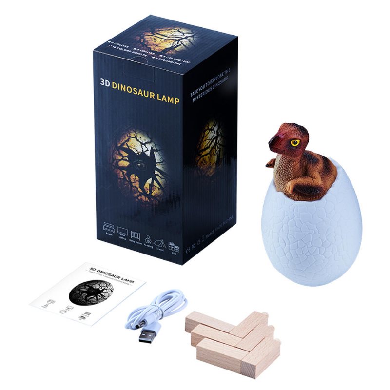 Kl-02 Dekorativ 3d Oviraptor Dinosaur Egg Smart Nattljus Touch Switch 3 Färger Ändra Led Nattlampa För Julklapp