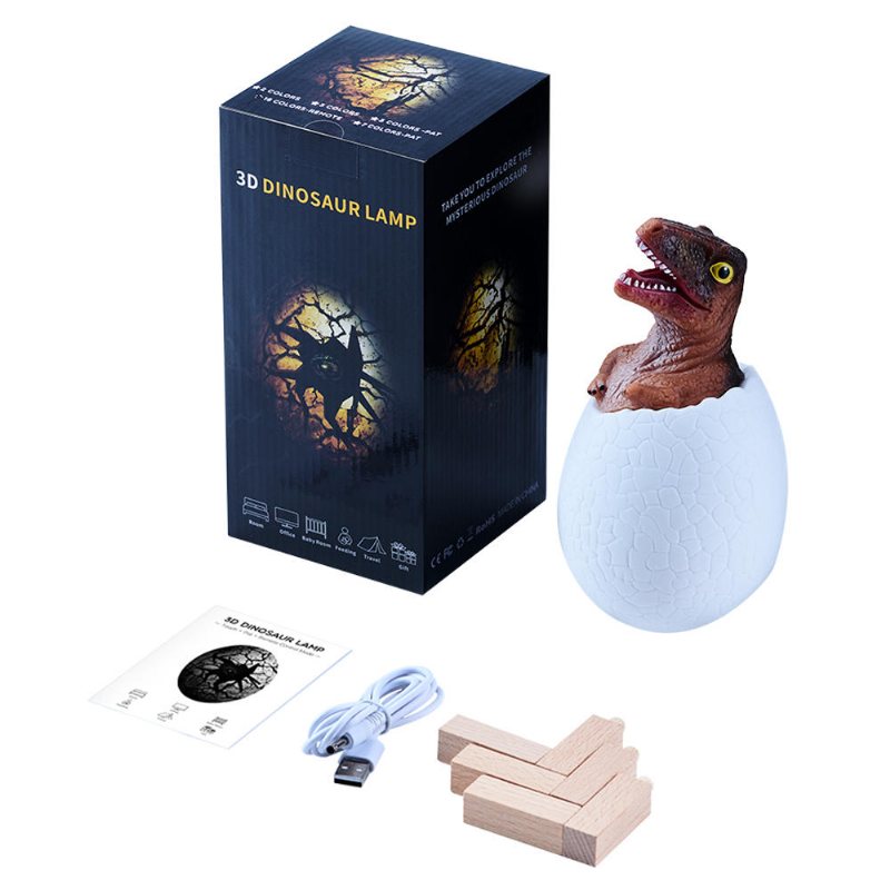 Kl-02 Dekorativ 3d Raptor Dinosaur Egg Smart Nattljus Touch Switch 3 Färger Ändra Led Nattlampa För Julklapp