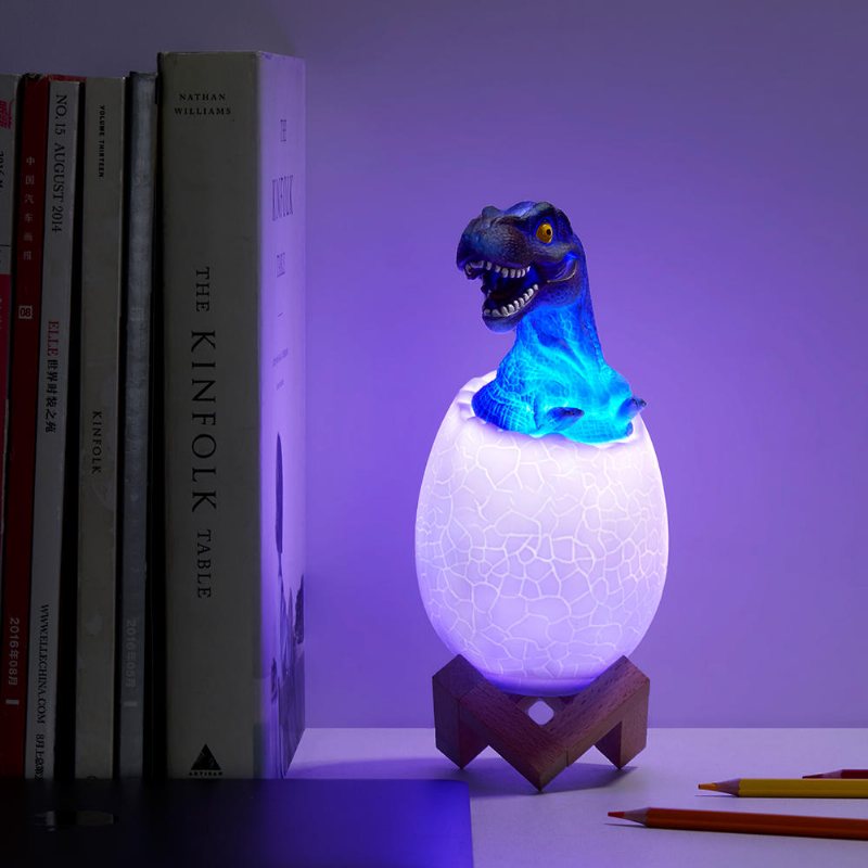 Kl-02 Dekorativ 3d Tyrannosaurus Ägg Smart Nattlampa 16 Färger Fjärrkontroll Touch Switch Led För Julklapp