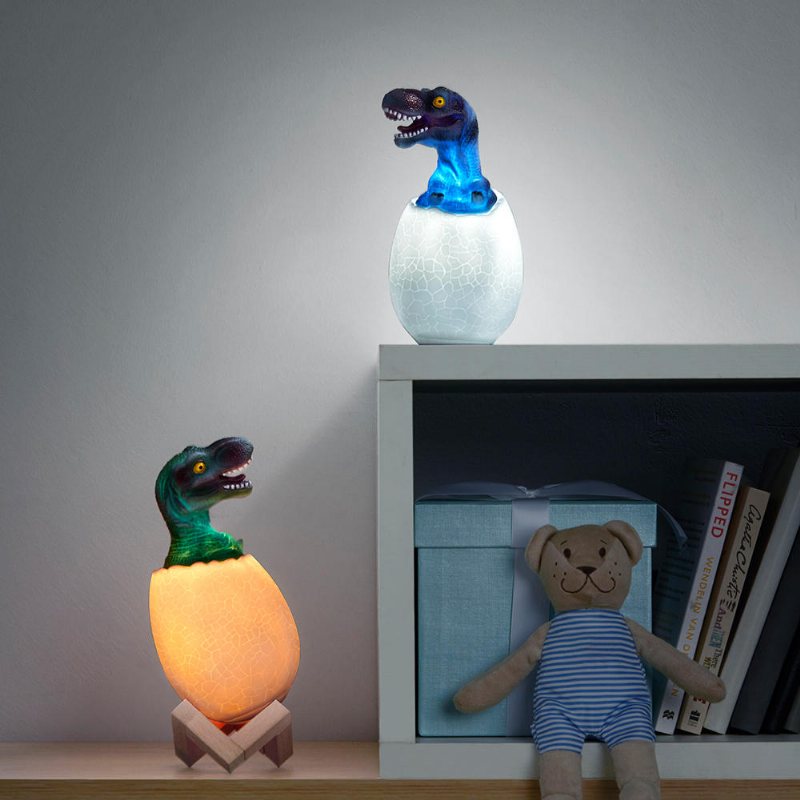 Kl-02 Dekorativ 3d Tyrannosaurus Ägg Smart Nattlampa 16 Färger Fjärrkontroll Touch Switch Led För Julklapp