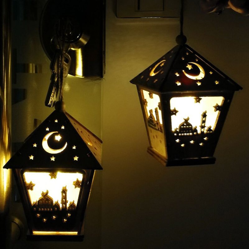 Led Diy House Trälampa Festival Dekorativt Nattljus Eid Mubarak Ramadan