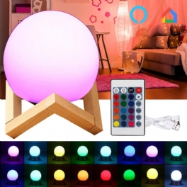 Led Färgglad Dimbar Uppladdningsbar Lunar Moon Night Light App Alexa Remote