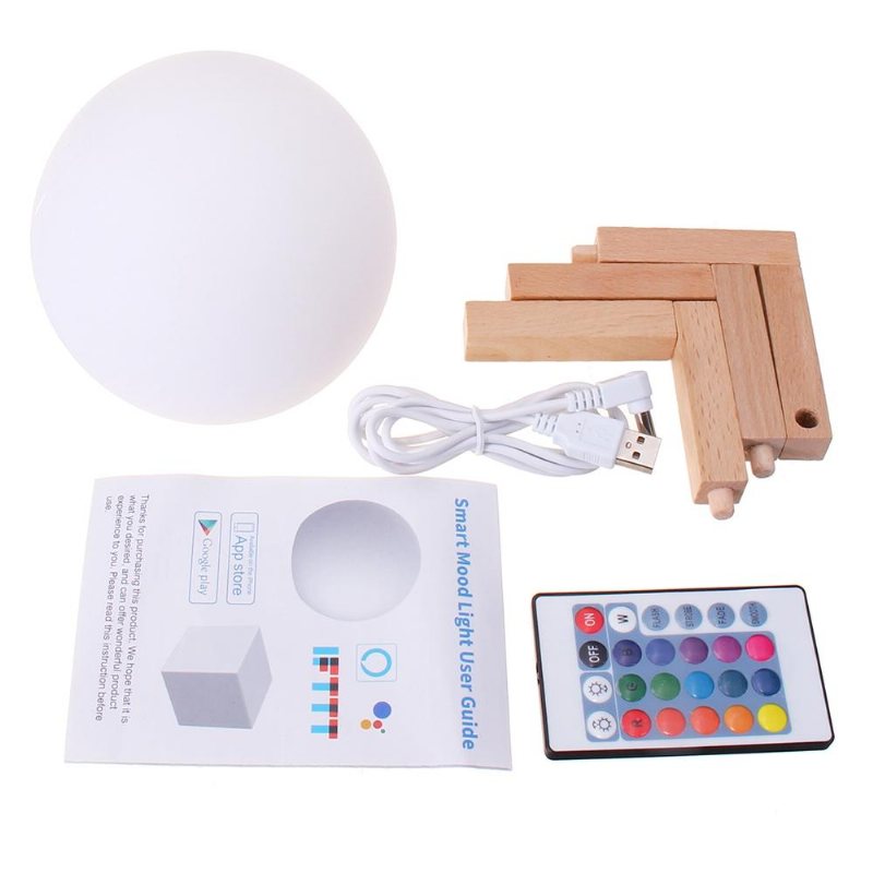 Led Färgglad Dimbar Uppladdningsbar Lunar Moon Night Light App Alexa Remote