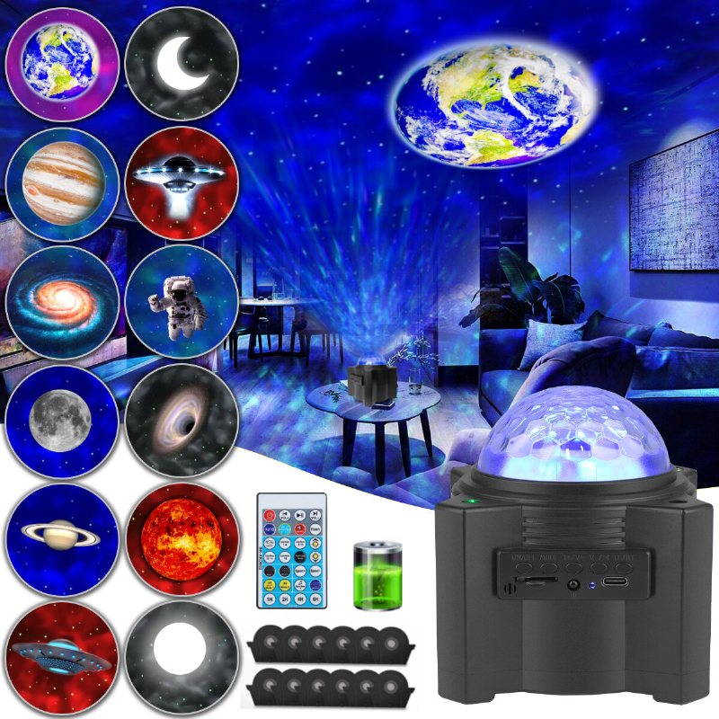 Led Galaxy Projector Nebula Nattljus Stämningslampa Med Fjärrkontroll Med Bluetooth-högtalare För Barn Och Vuxna Inredning I Sovrum/fest/hemmiljö