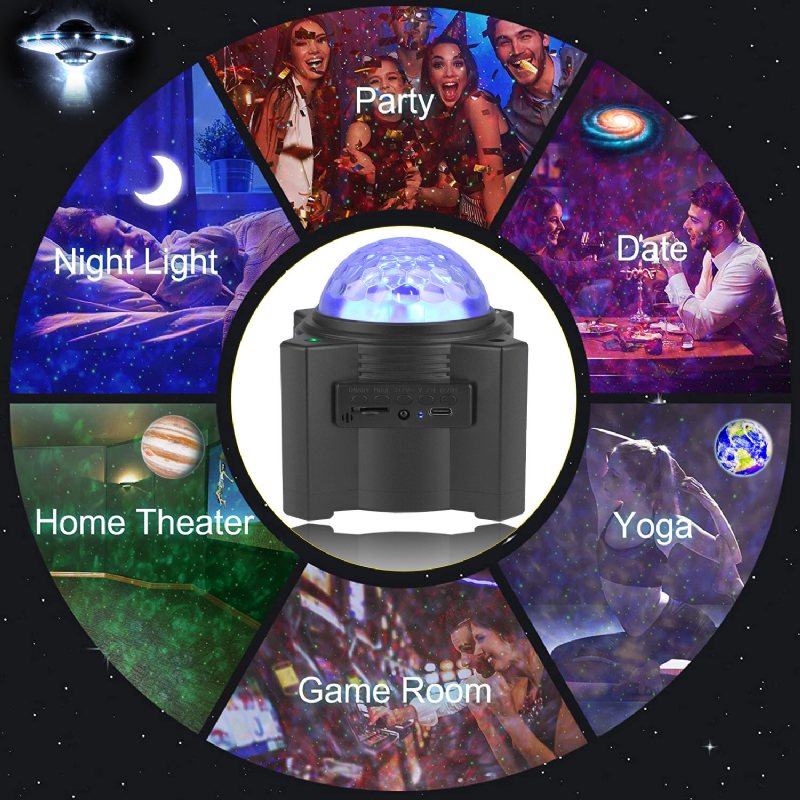 Led Galaxy Projector Nebula Nattljus Stämningslampa Med Fjärrkontroll Med Bluetooth-högtalare För Barn Och Vuxna Inredning I Sovrum/fest/hemmiljö