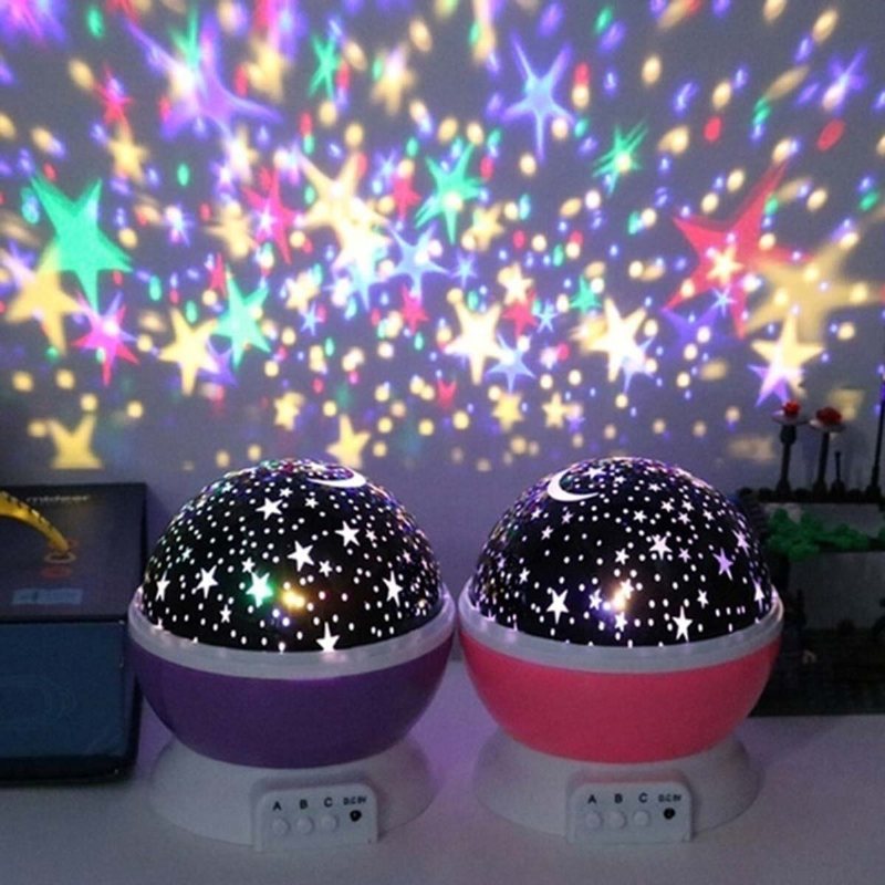 Led Starry Projektorlampa Baby Night Light Usb Romantisk Roterande Moon Cosmos Sky Star Projektionslampa För Barn Sovrum Vardagsrum