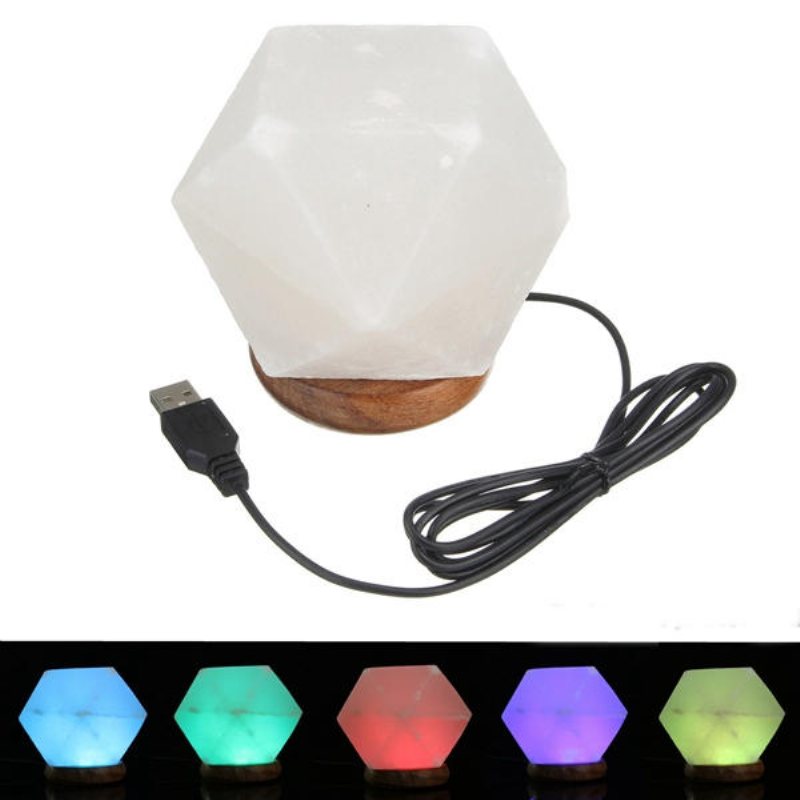 Natural Crystal Rock Usb-saltlampa Färgglad Led-nattljusdekor