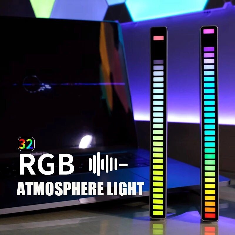 Rgb Usb Energisparlampa Röstaktiverad Pickup Rytmljus Bil Ambient Lampa Musik Atmosfär Ljus Spelljus