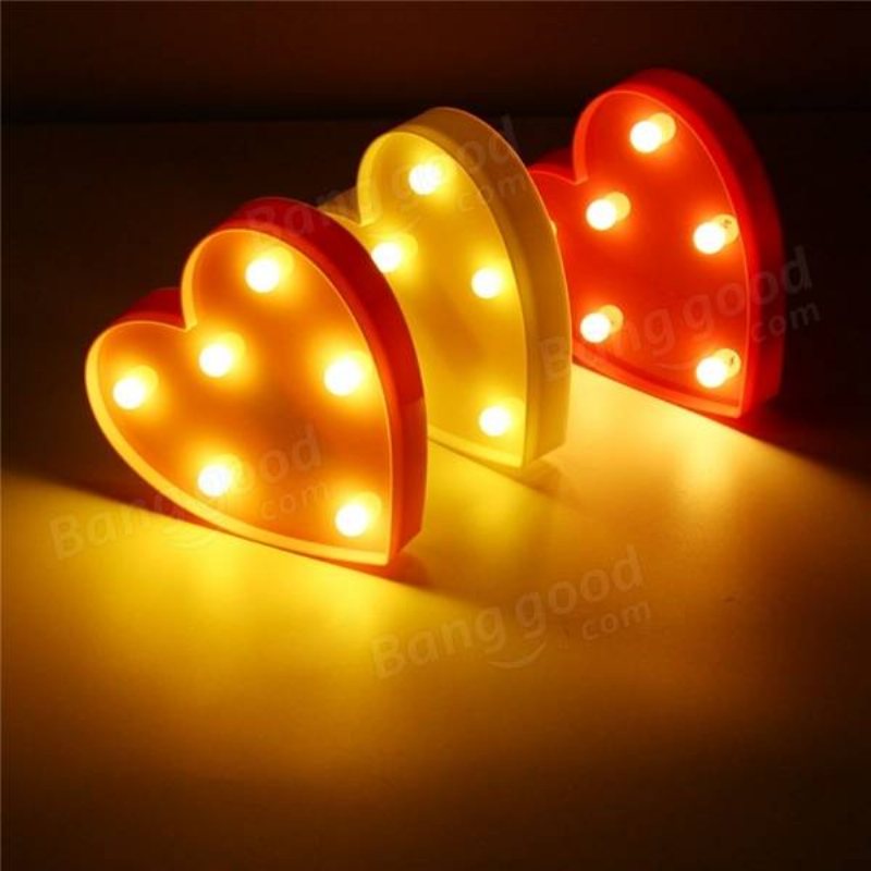 Söt 11 Led Marquee Heart Night Light Batterilampa Baby Kids Sovrum Heminredning