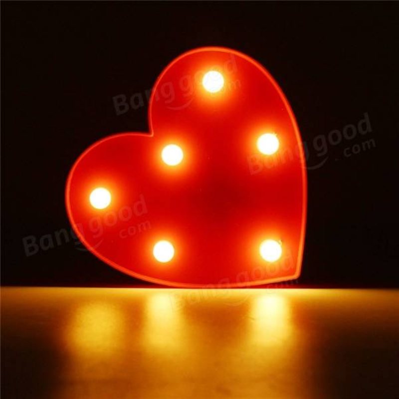 Söt 11 Led Marquee Heart Night Light Batterilampa Baby Kids Sovrum Heminredning