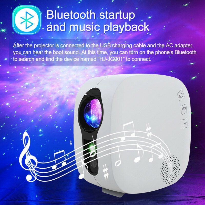 Stjärnhimmel Projektor Bluetooth Musikhögtalare Led Nattljus Galaxy Nebula Ocean Star Mån Nattlampa