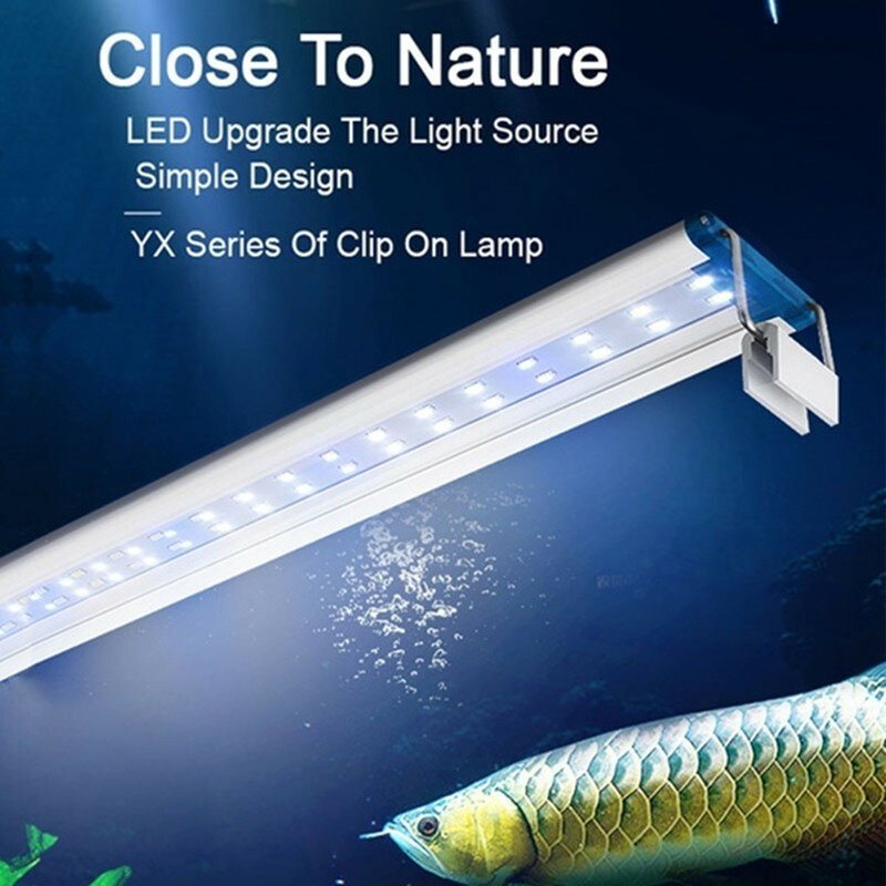 Super Slim Led Aquarium Light Aquatic Plant Lighting 18-30cm Utdragbar Vattentät Clip-on Lampa För Akvarium