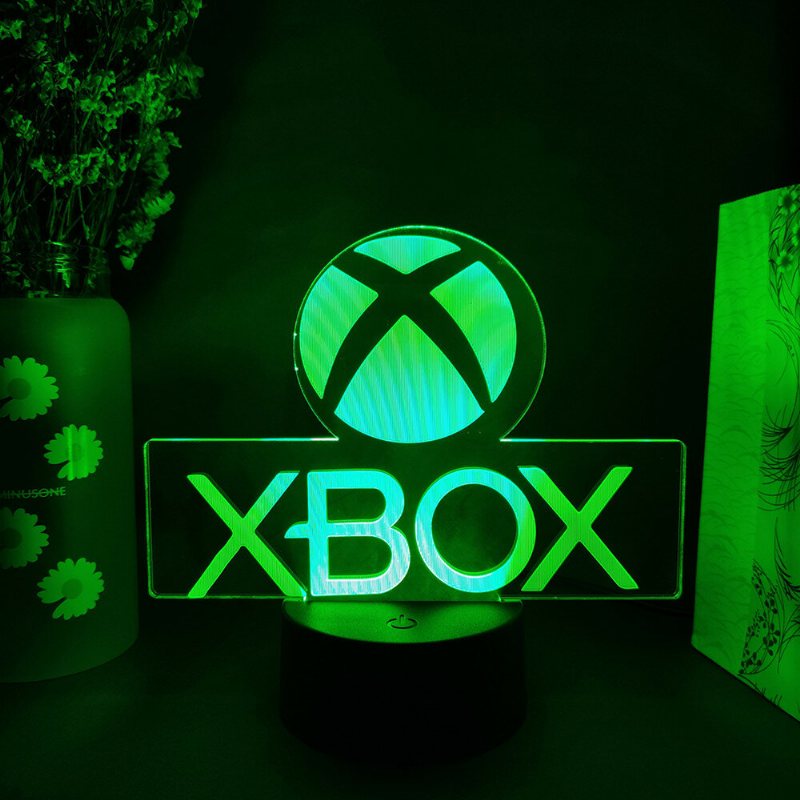 Xbox-spelikon 3d Illusionslampa Spelrum Skrivbordsinställning Led-sensorlampor Färgbyte Datorbakgrundsbelysning Rumsdekoration