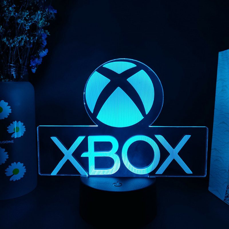 Xbox-spelikon 3d Illusionslampa Spelrum Skrivbordsinställning Led-sensorlampor Färgbyte Datorbakgrundsbelysning Rumsdekoration