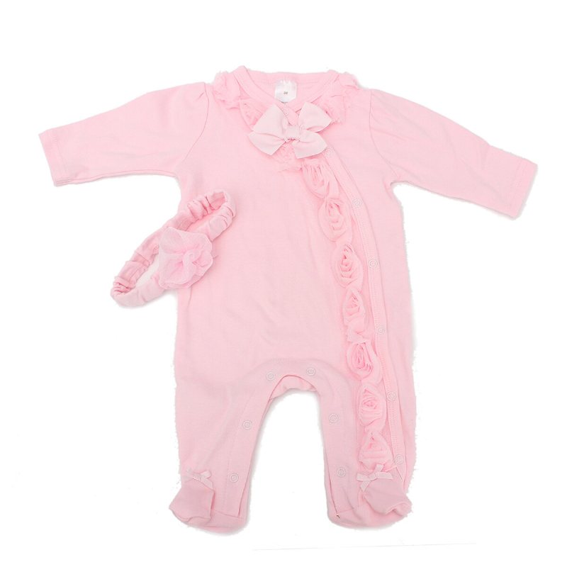 22'' Handgjorda Rosa Dockakläder Reborn Newborn Baby Girl Jumpsuit Huvudbonad