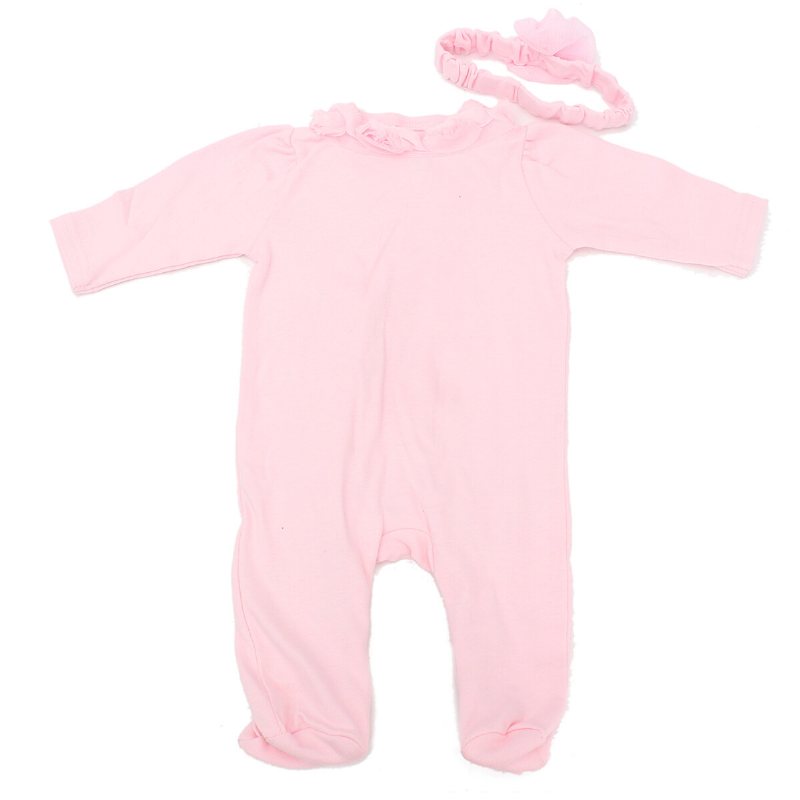 22'' Handgjorda Rosa Dockakläder Reborn Newborn Baby Girl Jumpsuit Huvudbonad