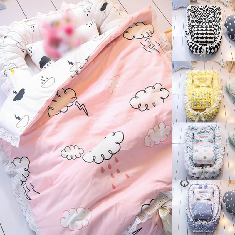 Baby Sleep Nest Sängkudde Quilt Nyfödd Andas Bomull Sovsäng Spjälsäng