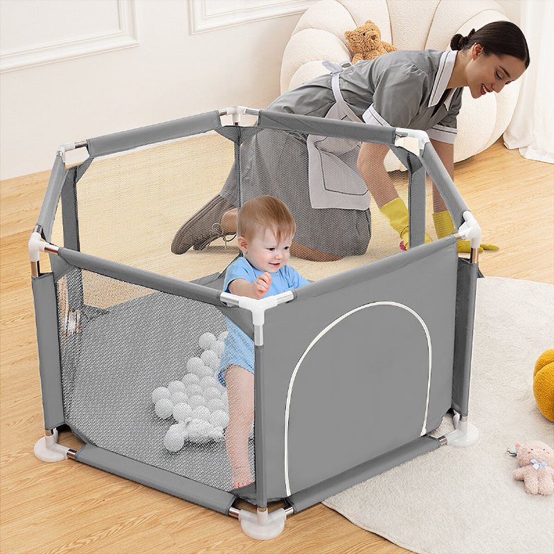 Comomy 6-sidig Babylekhage För Spädbarn Baby Playard Småbarn 6 Paneler Säkerhet Fällbar Inomhus Utomhus Barn Lekpennor Babystaket Spelleksak Pooltält