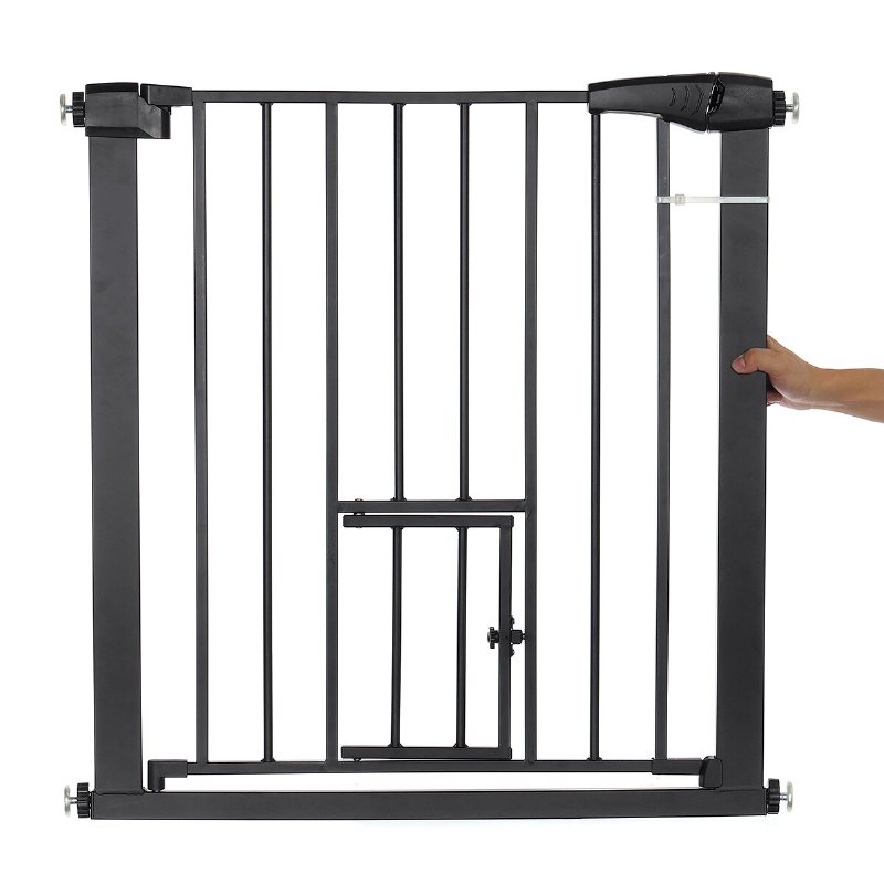 Comomy Extra Bred Pet Gate För Hund Katt Djur Baby Staket Pennor Med Svängdörr Kids Play 30" Tall Doggie För Trappor Dörröppning Vit/svart