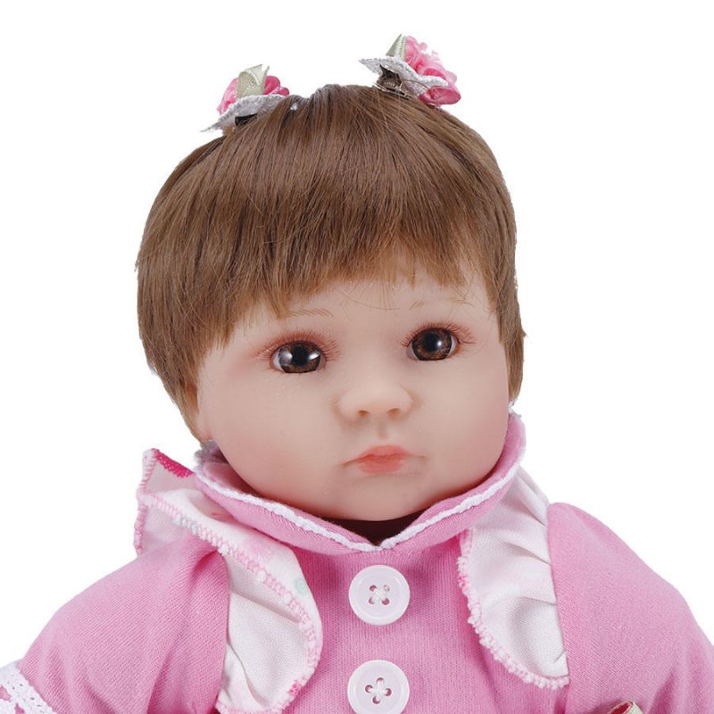 Npk 16 Tum 42 cm Reborn Baby Two Pigtail Mjuk Silikondocka Handgjorda Verklighetstrogna Girl Dolls