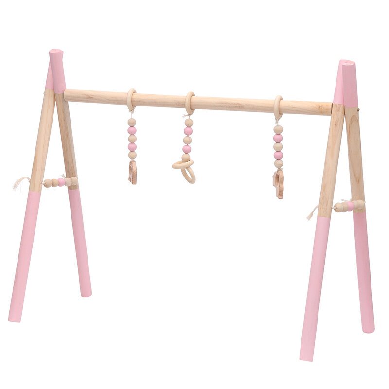 Trä Baby Gym Leksak Giftfri Ekologisk Lekställ Barnkammare Kul 3 Hängande Mobil Träställ Rumsdekoration