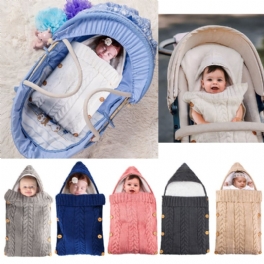 Vintervarm Spädbarn Baby Sovsäck Knapp Stickad Swadddle Swaddling Barnvagn Wrap Småbarnsfilt