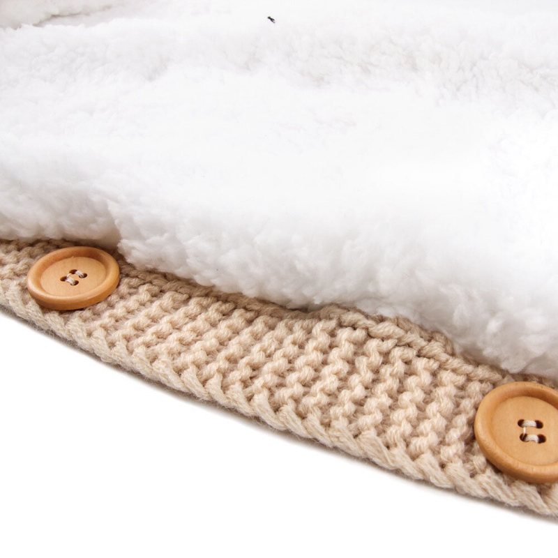 Vintervarm Spädbarn Baby Sovsäck Knapp Stickad Swadddle Swaddling Barnvagn Wrap Småbarnsfilt